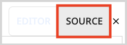 The SOURCE toggle in the text editor